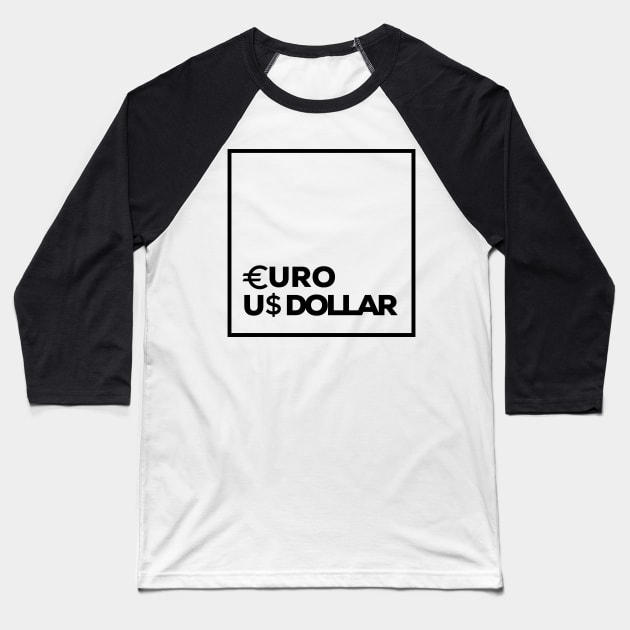 Euro Dollar Square Box Black Baseball T-Shirt by NikiRaak Designs